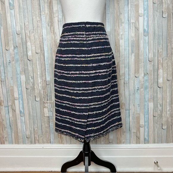 J Crew 12 Navy Confetti Nubby Party Tweed Stripe No 2 Pencil Skirt Career $148 - Picture 6 of 11